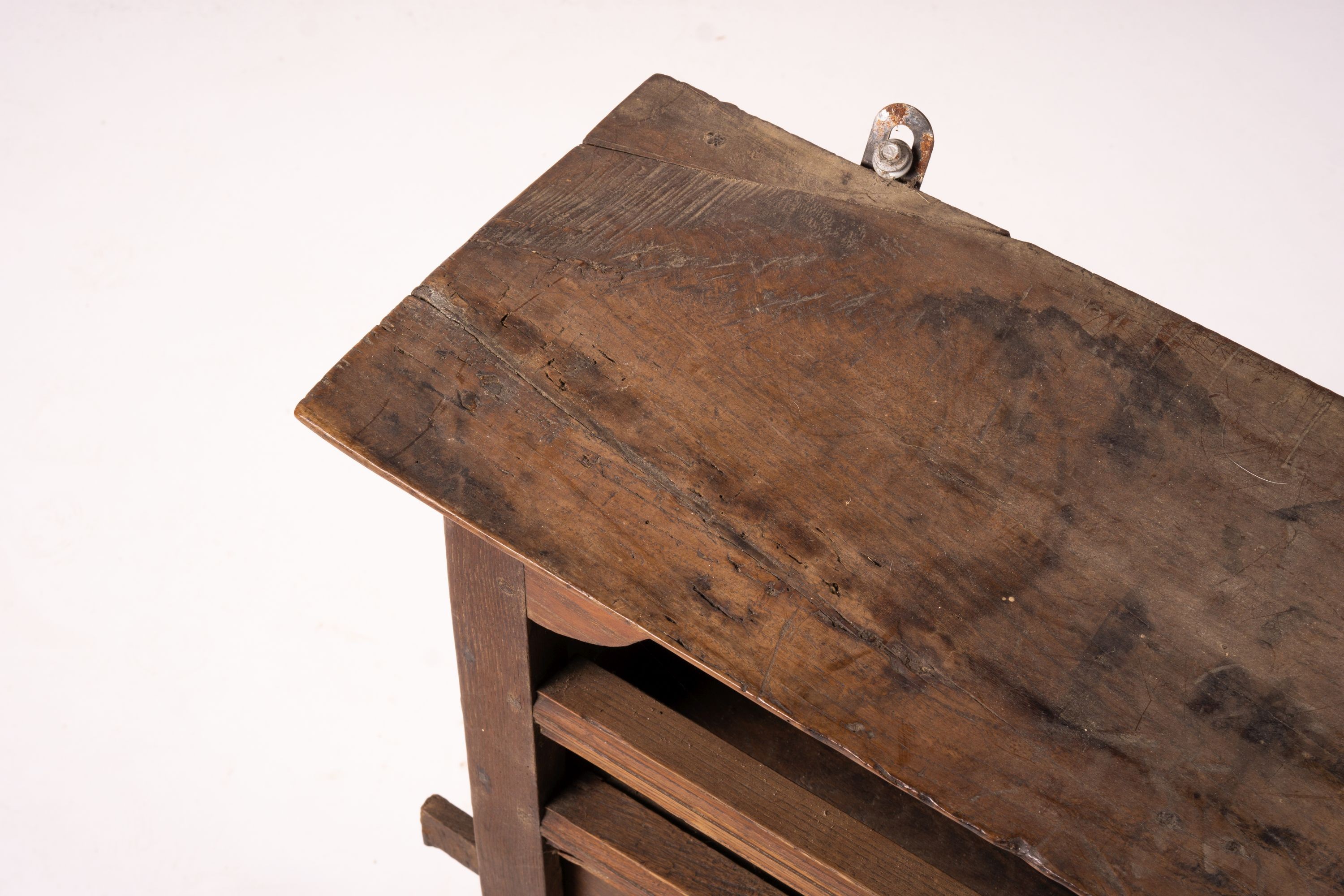 A late 18th century French provincial oak wall aumbry, width 64cm, depth 23cm, height 75cm